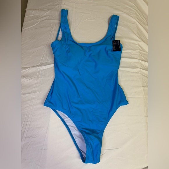 Sky Blue One-Piece Swimsuit with Wide Straps - Picture 2 of 8